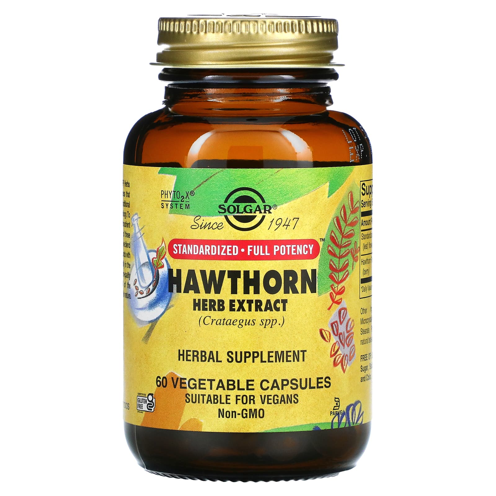Solgar Standardized Full Potency Hawthorne Berry Herb Extract 60 Vegetable Capsules
